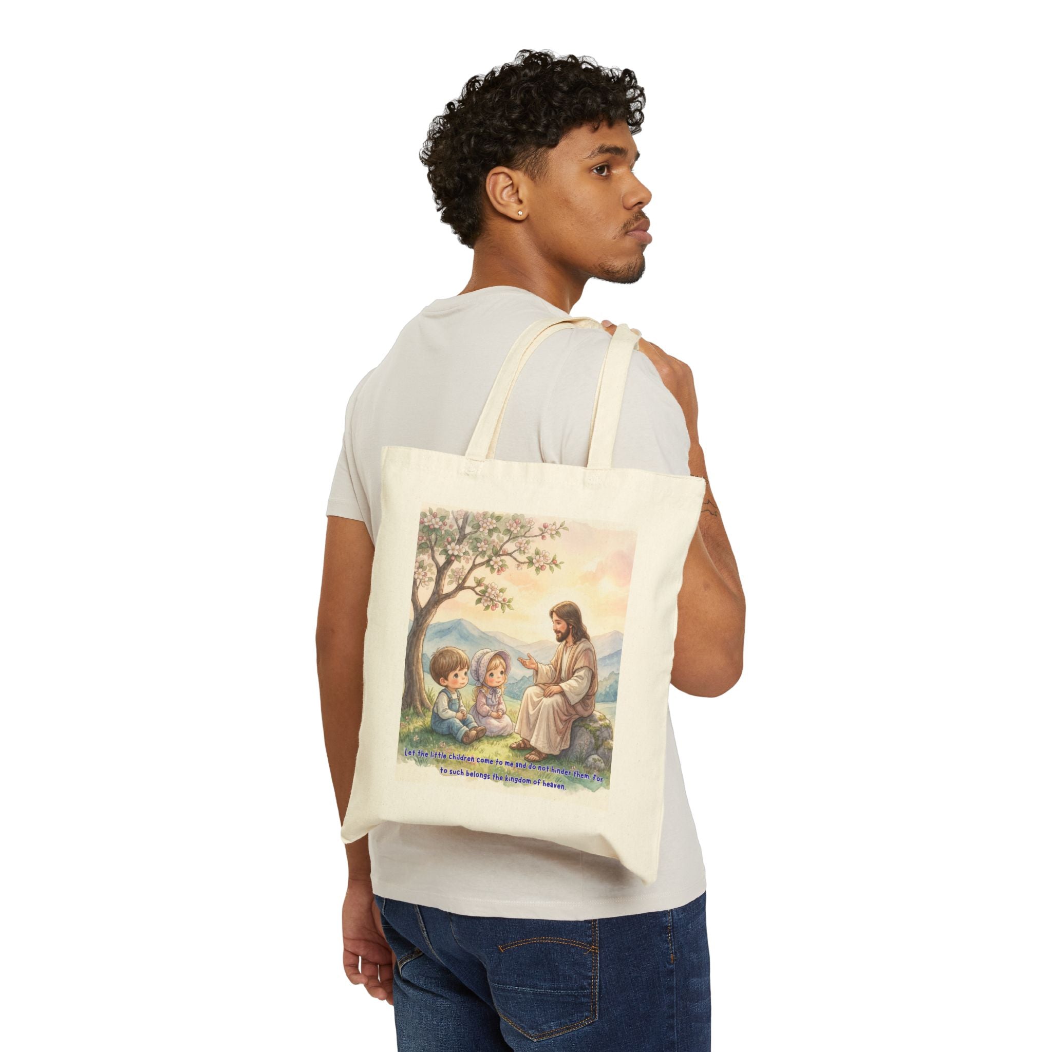 Little Hearts— Come To Me Canvas Grocery & Church Tote (Inspirational Quote)
