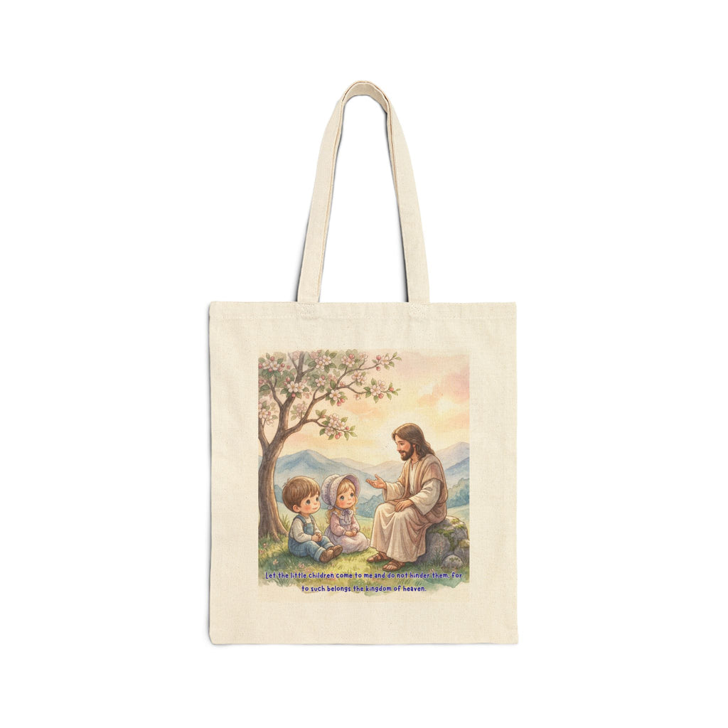 Little Hearts— Come To Me Canvas Grocery & Church Tote (Inspirational Quote)